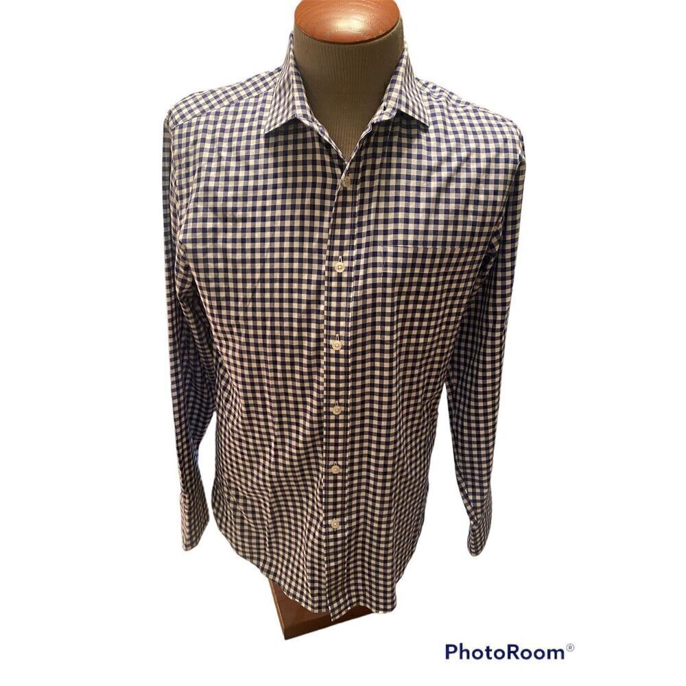 J. Crew Men’s Ludlow Blue & White Gingham Casual Button Front Shirt Size M